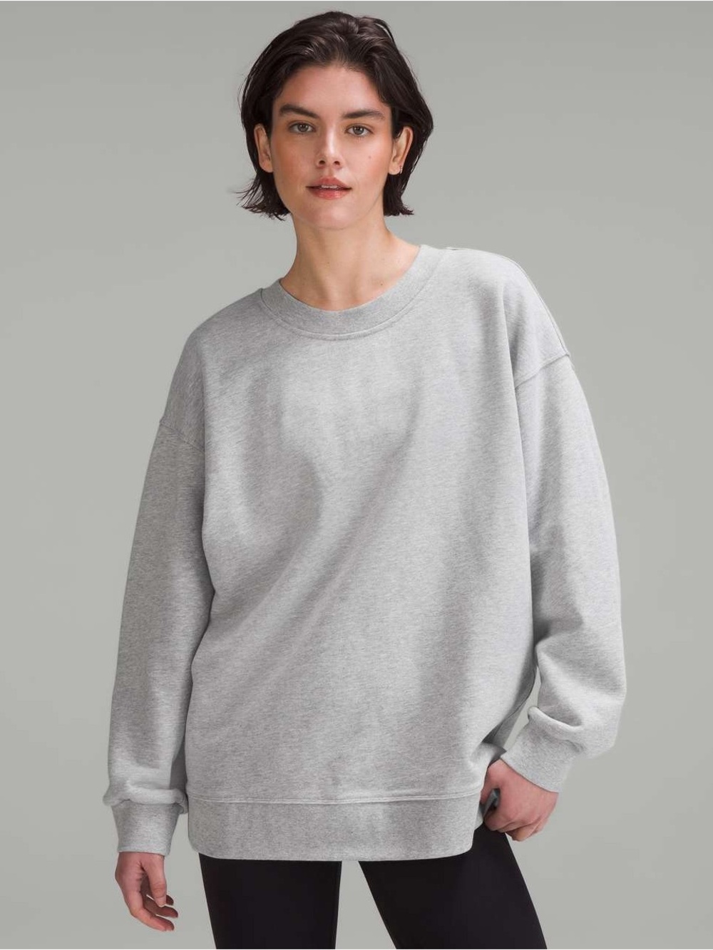 Lululemon Perfectly Oversized Crew in Heathered Core Ultra Light Grey Size 8